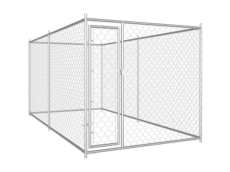 Chenil extérieur cage enclos 382 x 192 x 185 cm 02_0000350