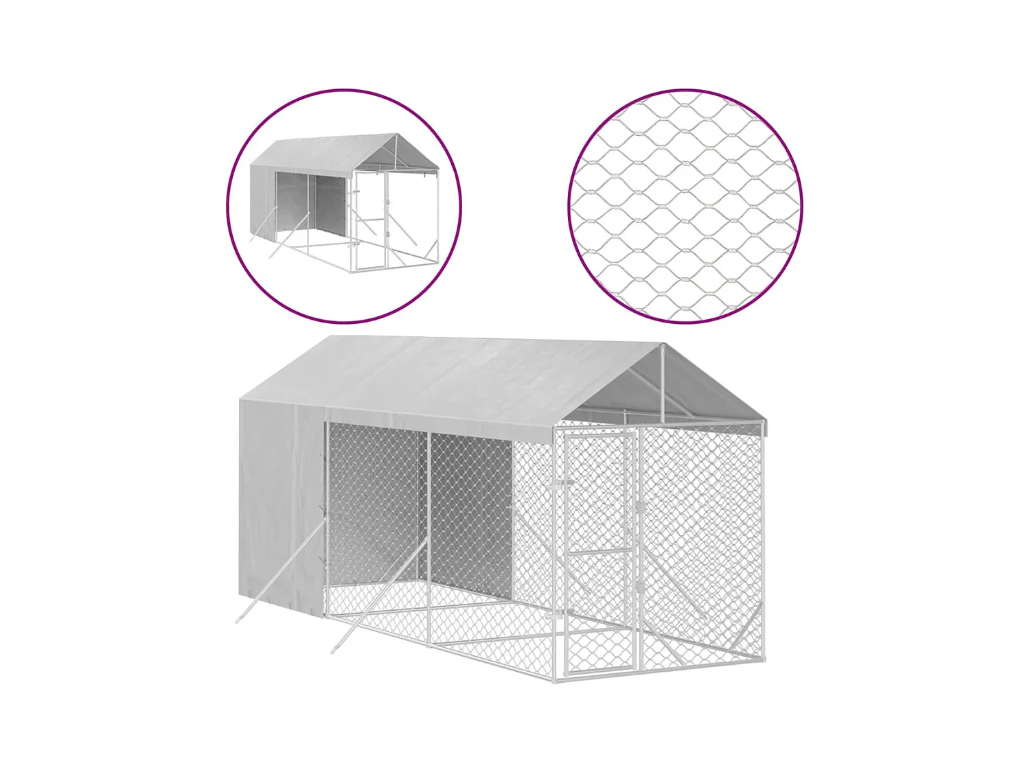 Chenil cage enclos pac argenté 2 x 6 x 45414 cm 02_0041897