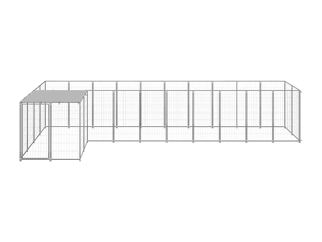 Chenil extérieur cage enclos argenté 220 x 550 x 110 cm 02_0000298