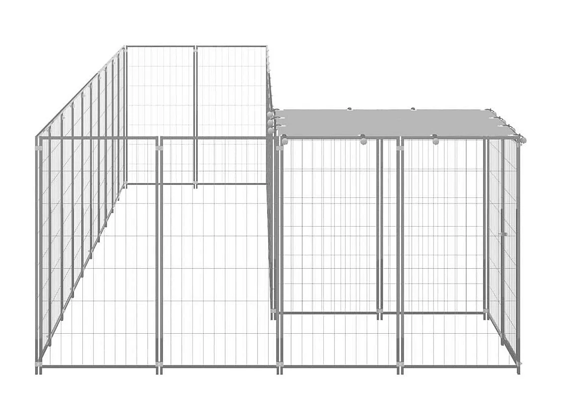 Chenil extérieur cage enclos argenté 220 x 550 x 110 cm 02_0000298