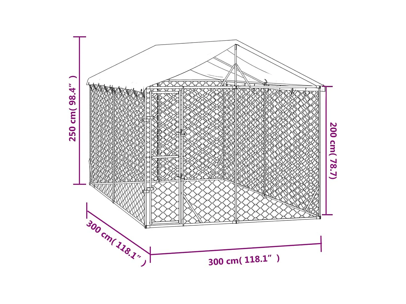 Chenil cage enclos pac argenté 3 x 3 x 45414 cm 02_0041899