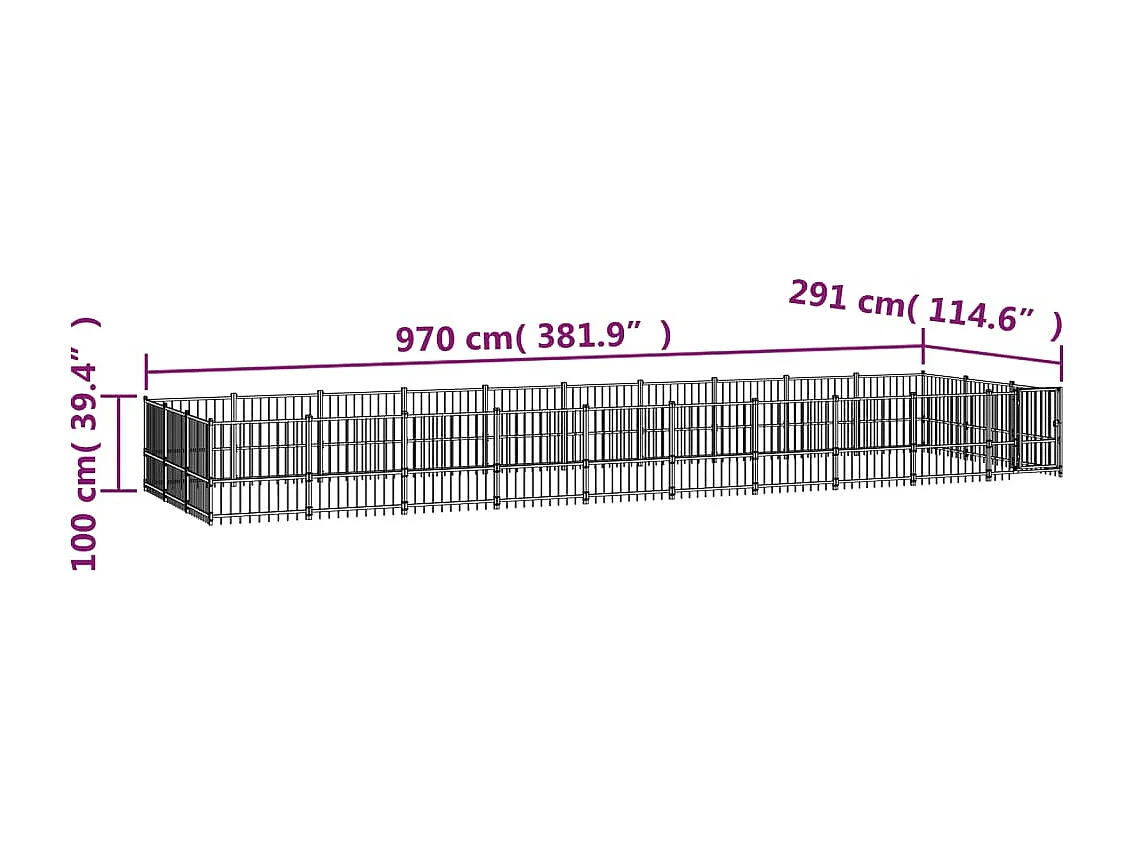 Chenil cage enclos pac noire 970 x 291 x 100 cm 02_0041827