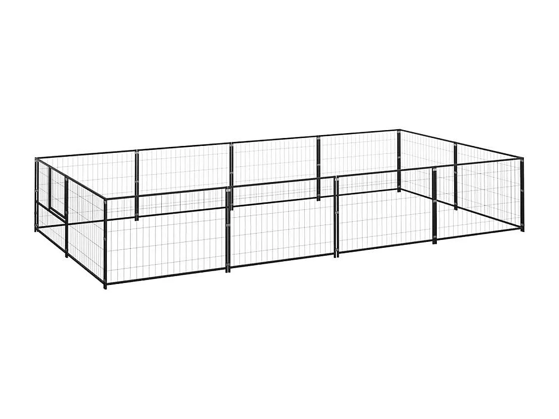 Cuccia da esterno gabbia per cani parco animali nero 8 m² acciaio 02_0000557