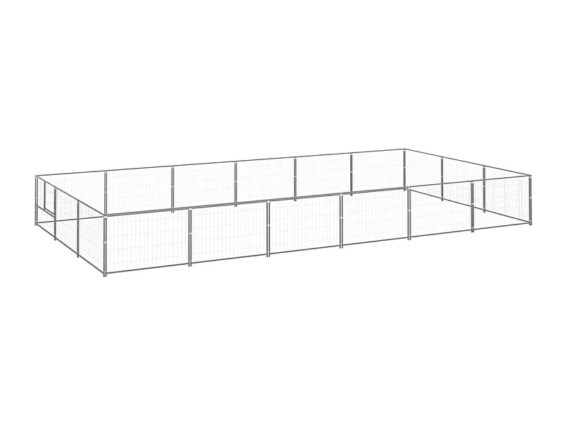 Jaula para perrera exterior, parque para mascotas, perro, plata, 18 m², acero 02_0000246
