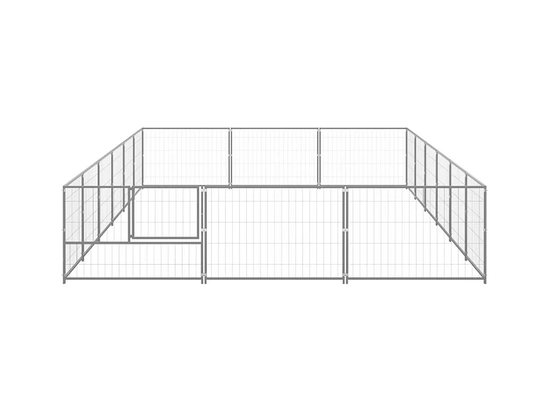 Jaula para perrera exterior, parque para mascotas, perro, plata, 18 m², acero 02_0000246