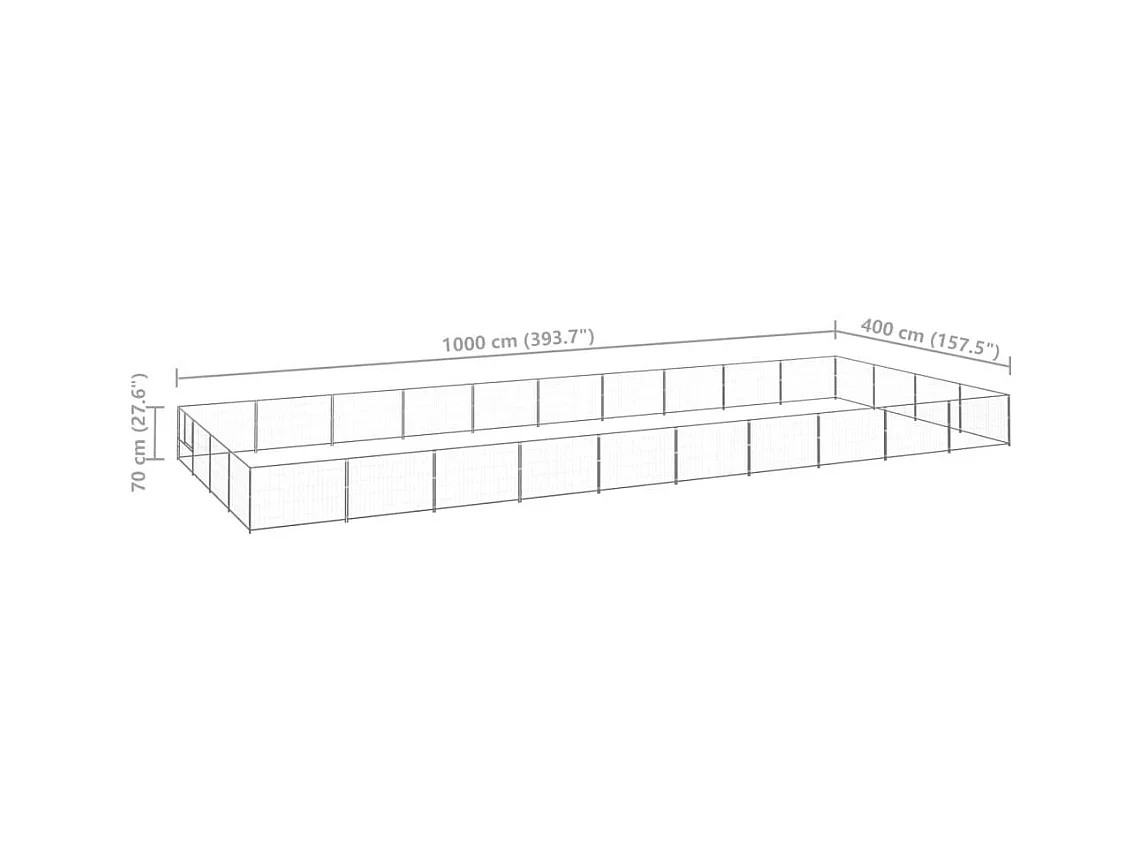 Chenil extérieur cage enclos argenté 1000 x 400 x 70 cm 02_0000279