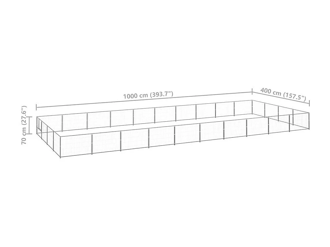 Cuccia da esterno gabbia per cani parco animali argento 40 m² acciaio 02_0000279