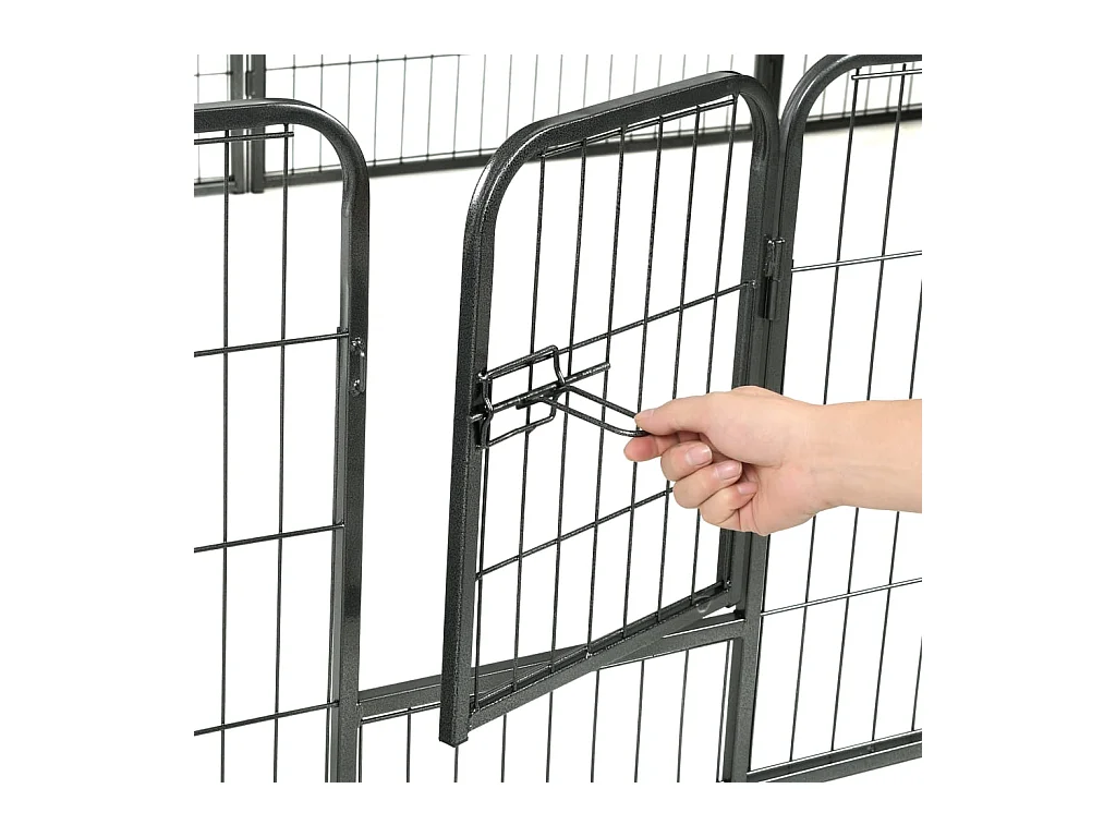 Parco per cani 12 pannelli in acciaio 80 x 60 cm nero 02_0000565