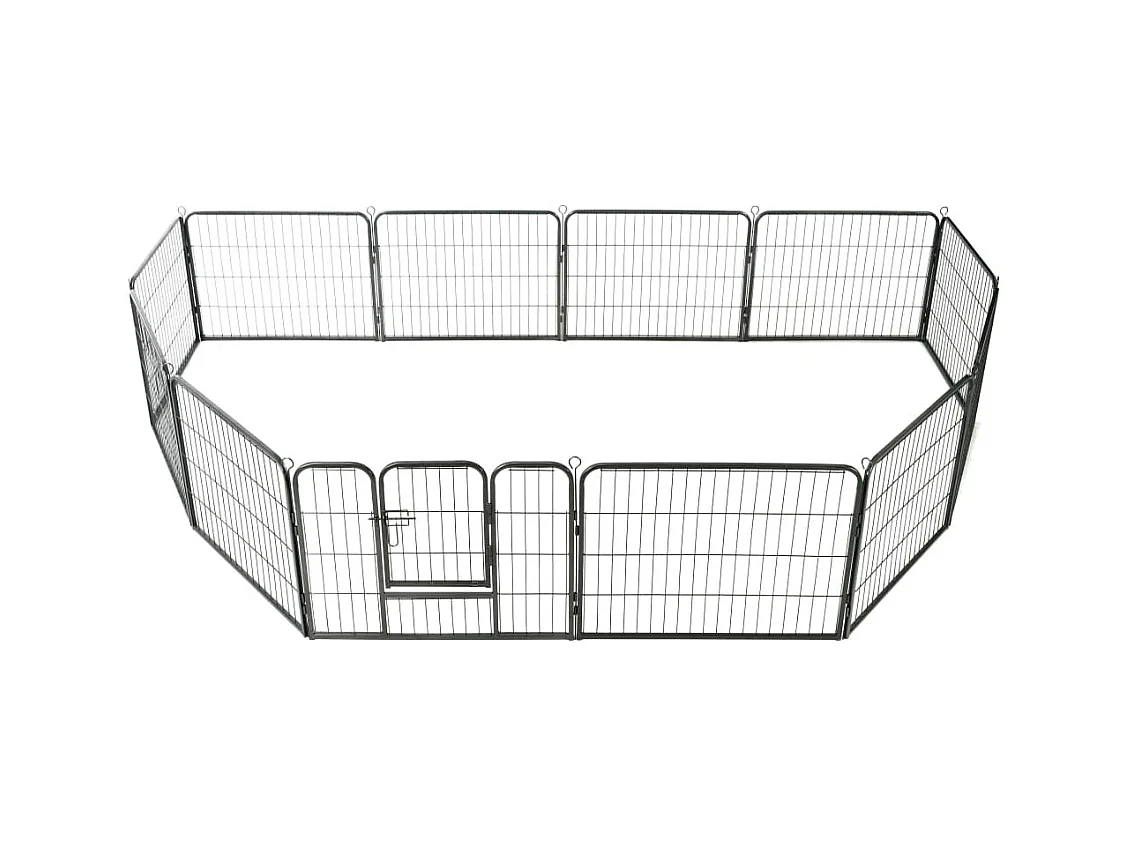 Parco per cani 12 pannelli in acciaio 80 x 60 cm nero 02_0000565