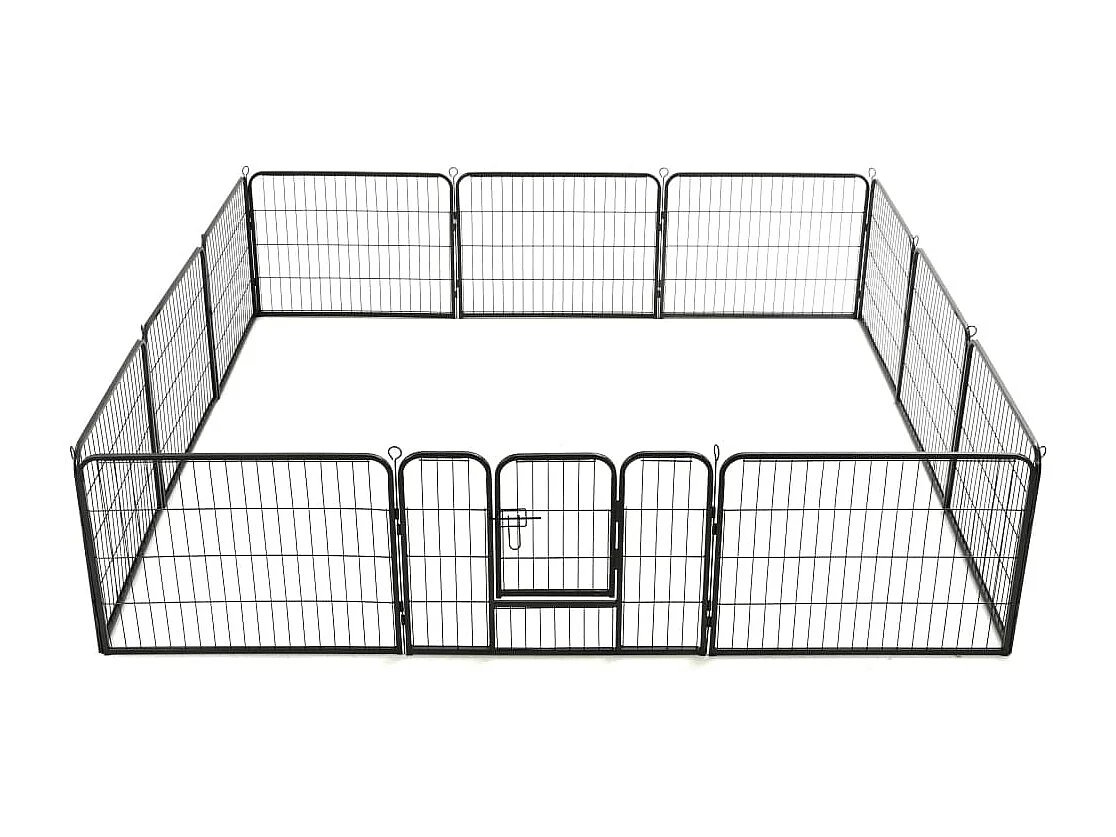 Parco per cani 12 pannelli in acciaio 80 x 60 cm nero 02_0000565