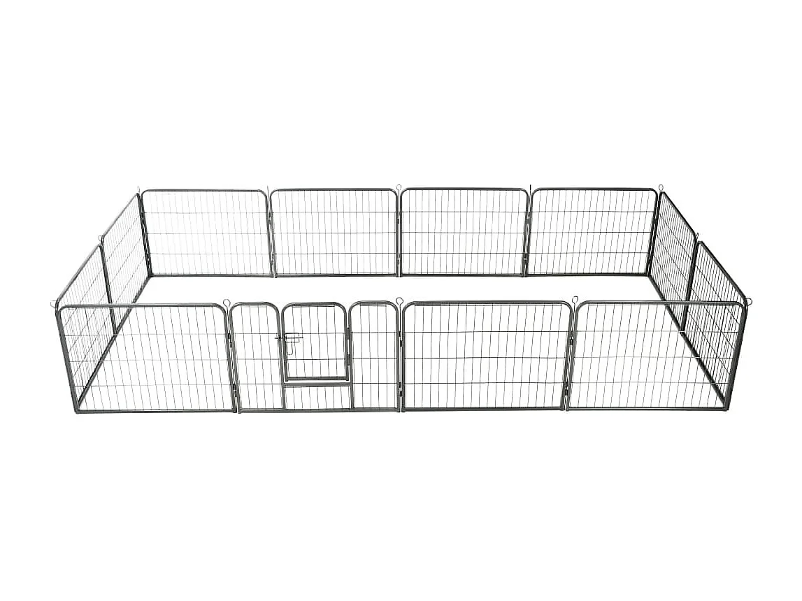 Parco per cani 12 pannelli in acciaio 80 x 60 cm nero 02_0000565
