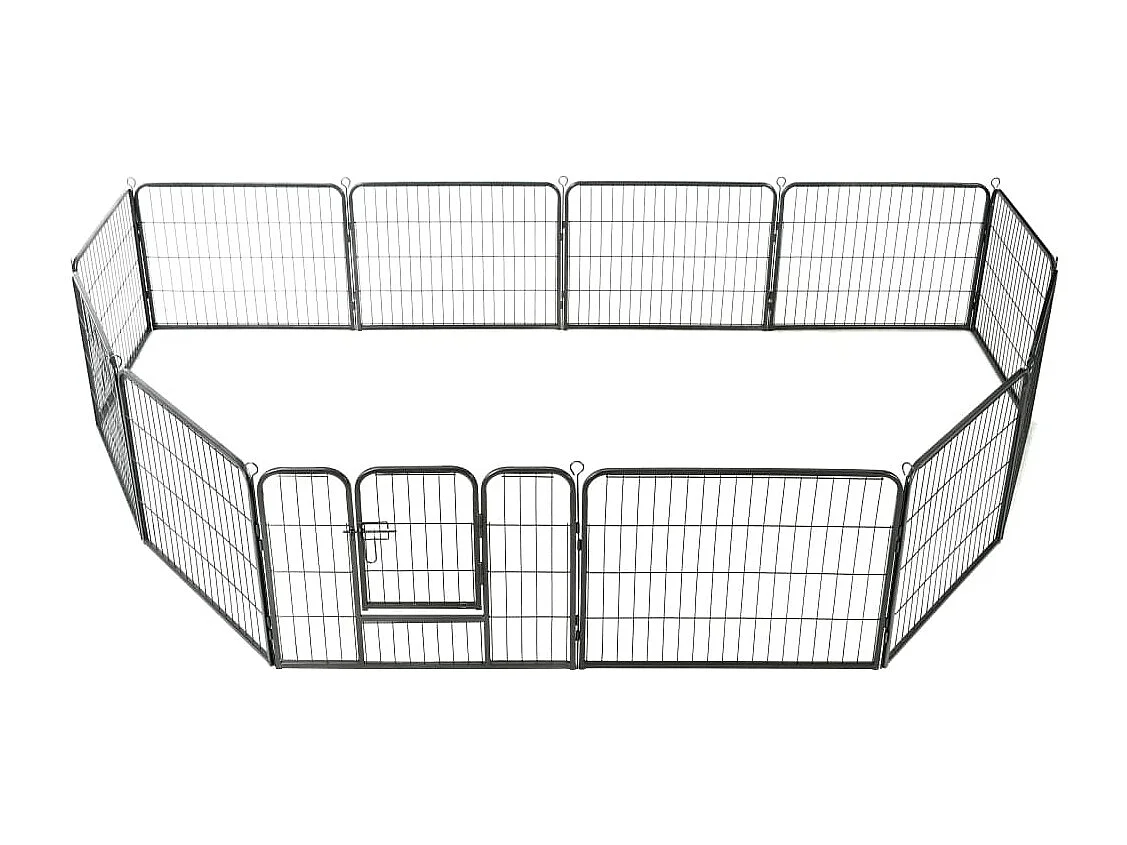 Parco per cani 12 pannelli in acciaio 80 x 60 cm nero 02_0000565