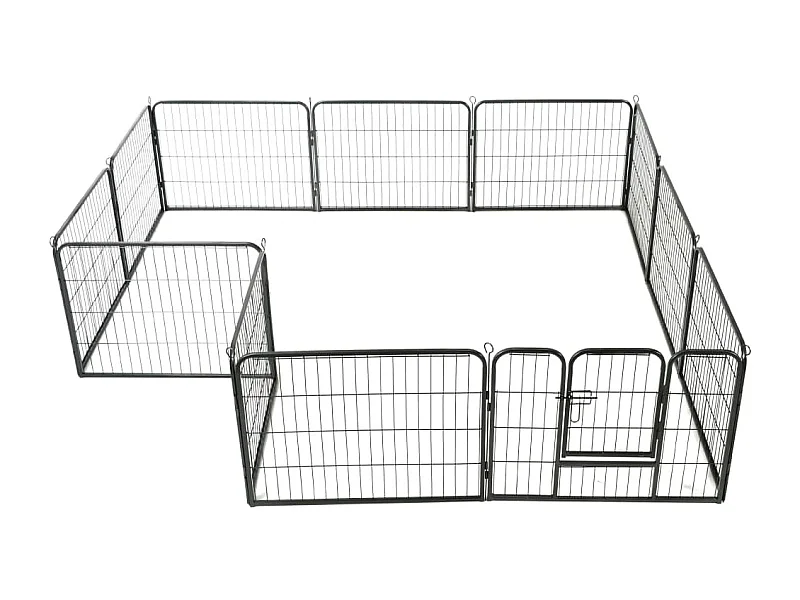 Parco per cani 12 pannelli in acciaio 80 x 60 cm nero 02_0000565