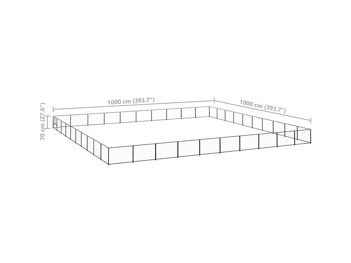 Gaiola para canil externo parque animal cachorro preto 100 m² aço 02_0000488