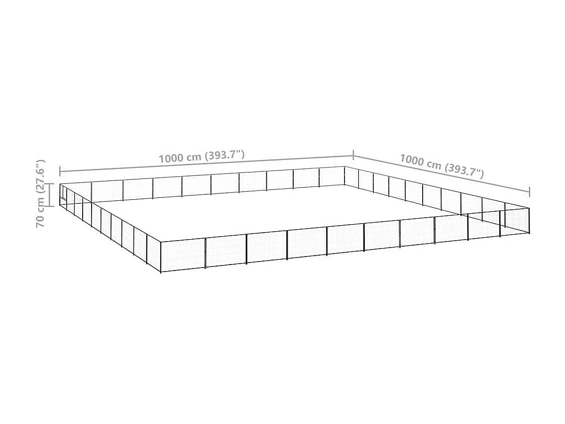 Chenil extérieur cage enclos noire 1000 x 1000 x 70 cm 02_0000488
