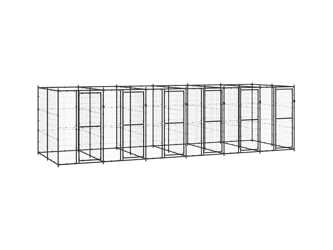 Jaula para perrera exterior, recinto para parque de animales, exterior, acero para perros, 14,52 m² 02_0000380