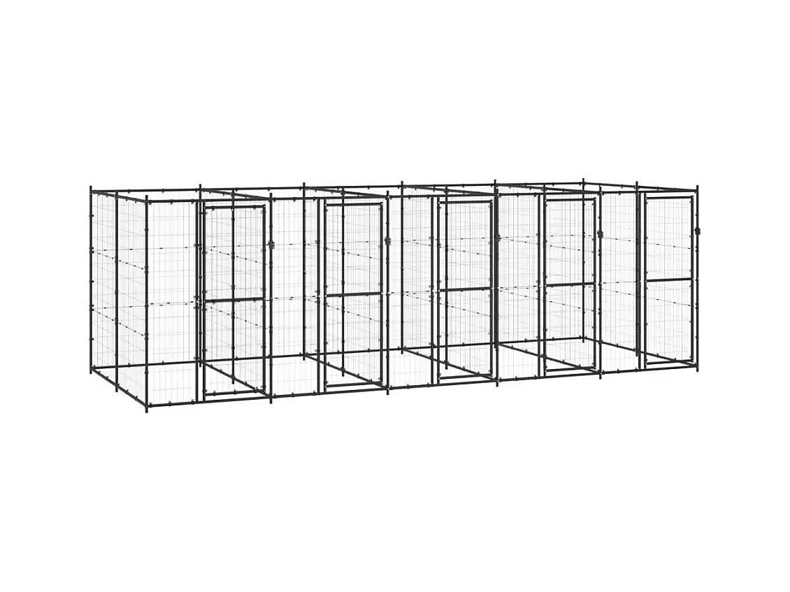 Jaula para perrera de exterior, recinto para parque de animales, exterior, acero para perros, 12,1 m² 02_0000378