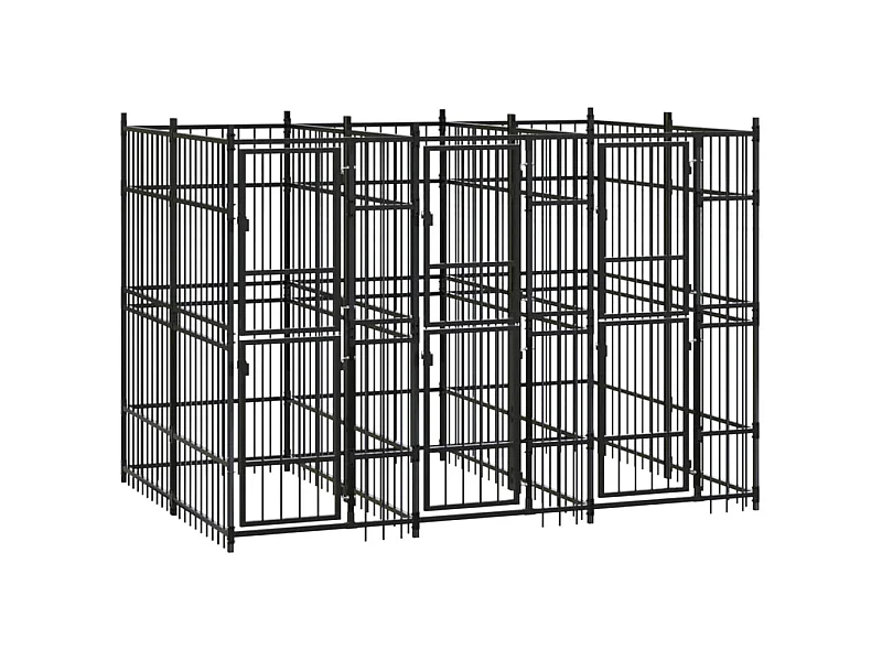 Jaula para perrera exterior animal pac para perros acero 5,53 m² negro 02_0041857
