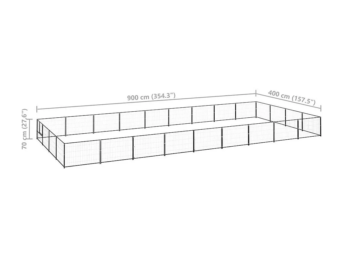 Canil externo para cães gaiola recinto para parque de animais preto 36 m² aço 02_0000527