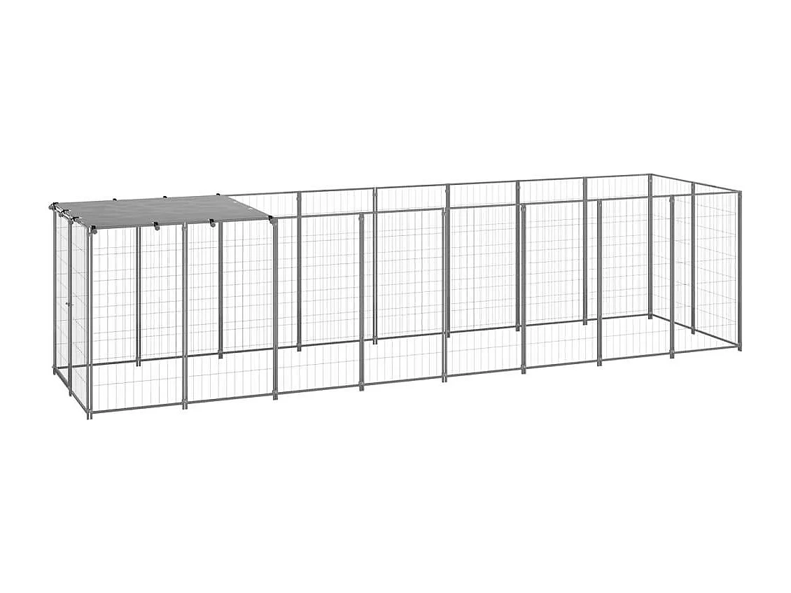 Chenil extérieur cage enclos argenté 440 x 110 x 110 cm 02_0000277