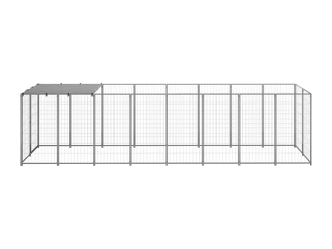 Chenil extérieur cage enclos argenté 440 x 110 x 110 cm 02_0000277