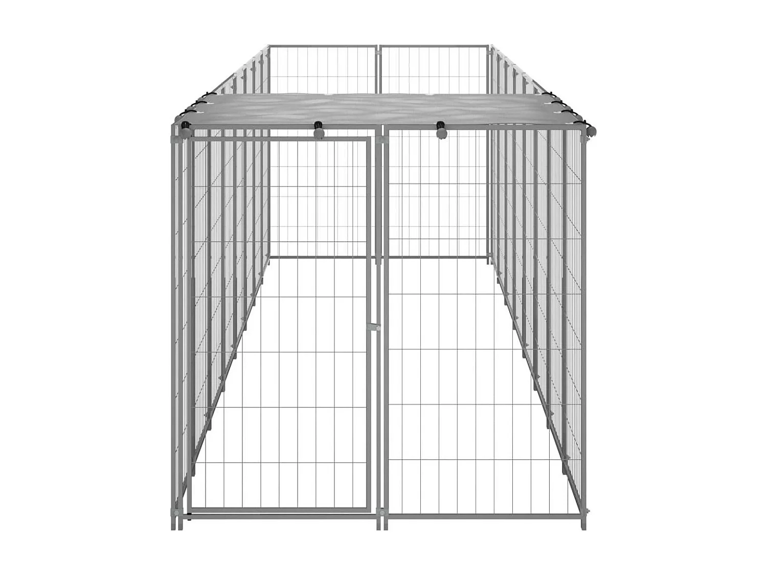 Chenil extérieur cage enclos argenté 440 x 110 x 110 cm 02_0000277