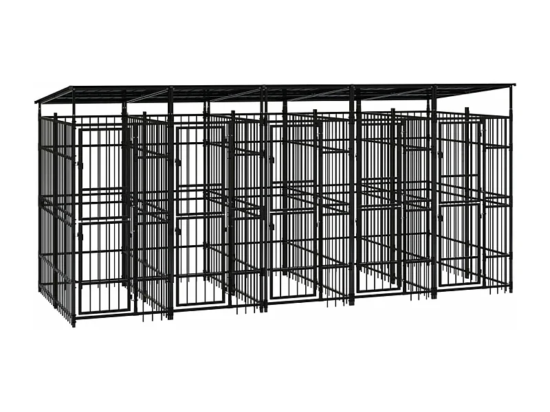 Jaula para perrera exterior animal pac con techo para perros acero 9,22 m² negro 02_0041772