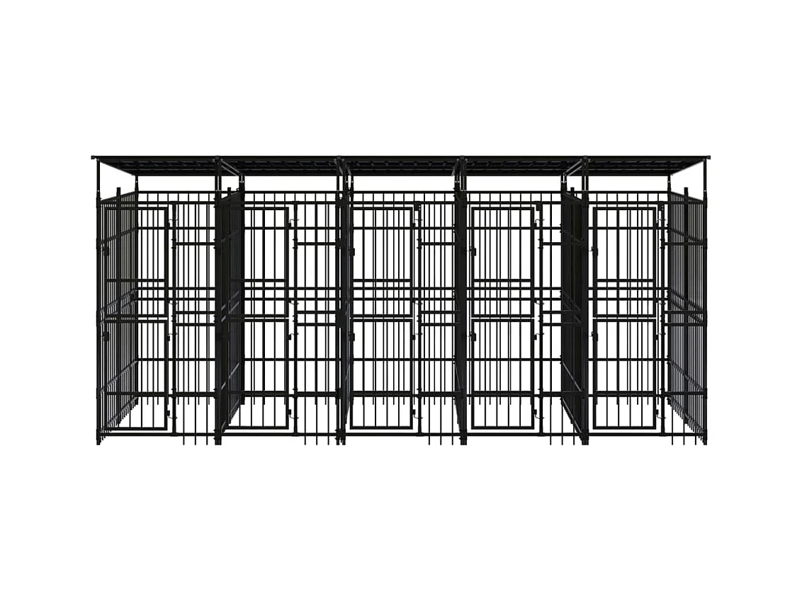 Canil gaiola exterior animal pac com teto para cães aço 9,22 m² preto 02_0041772
