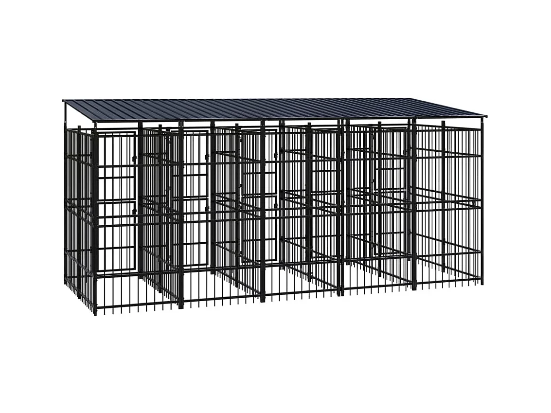 Canil gaiola exterior animal pac com teto para cães aço 9,22 m² preto 02_0041772