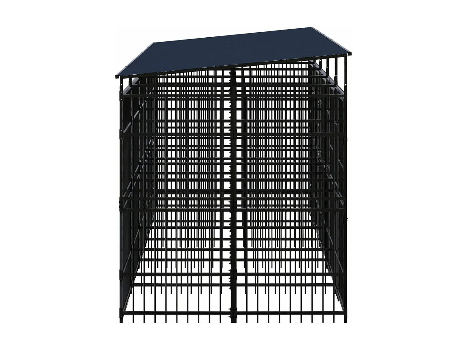 Cuccia gabbia per animali da esterno pac con tetto per cani in acciaio 9,22 m² nero 02_0041772