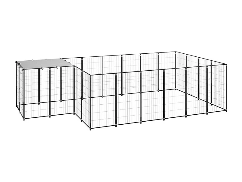 Chenil extérieur cage enclos noire 440 x 220 x 110 cm 02_0000558