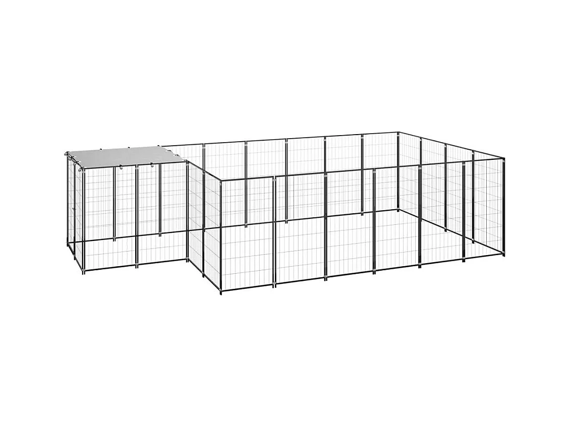 Chenil extérieur cage enclos noire 440 x 220 x 110 cm 02_0000558