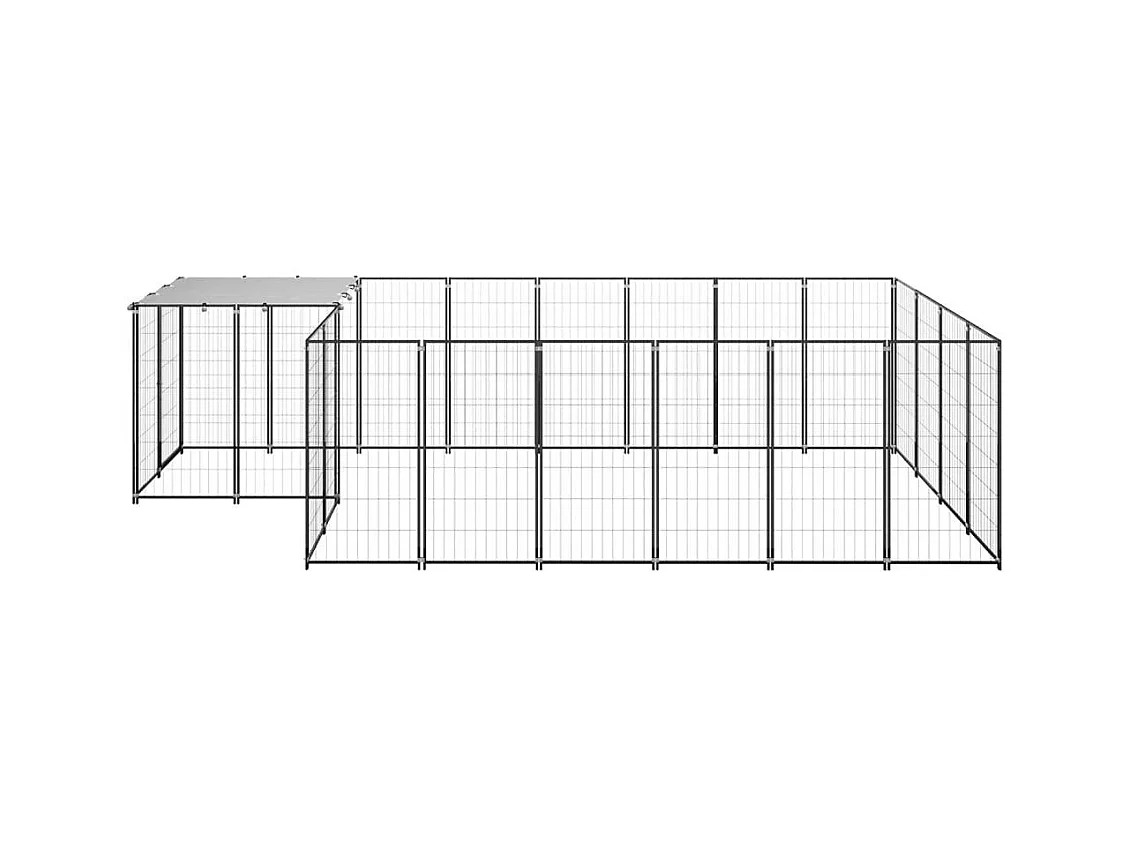 Chenil extérieur cage enclos noire 440 x 220 x 110 cm 02_0000558