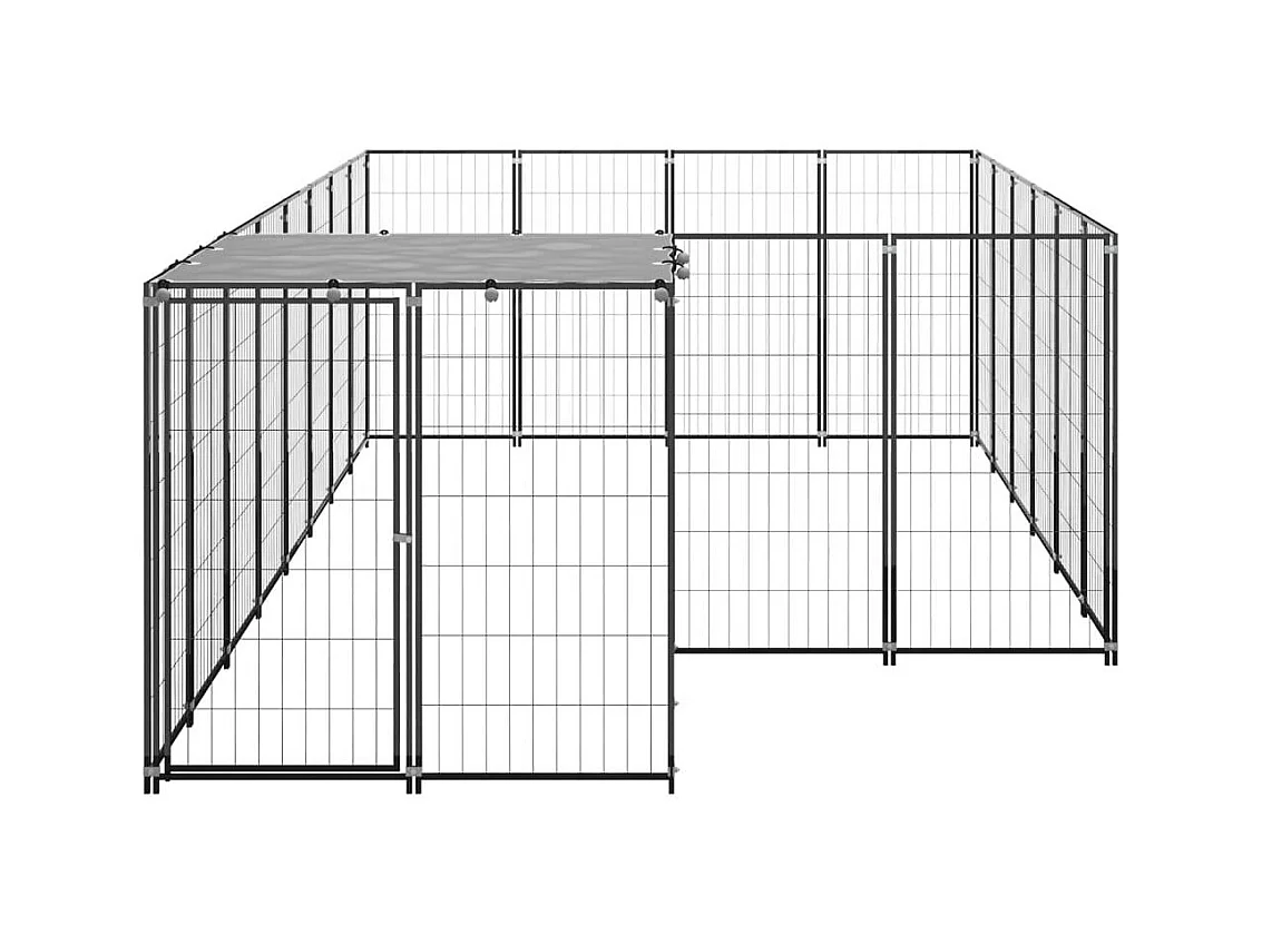 Chenil extérieur cage enclos noire 440 x 220 x 110 cm 02_0000558