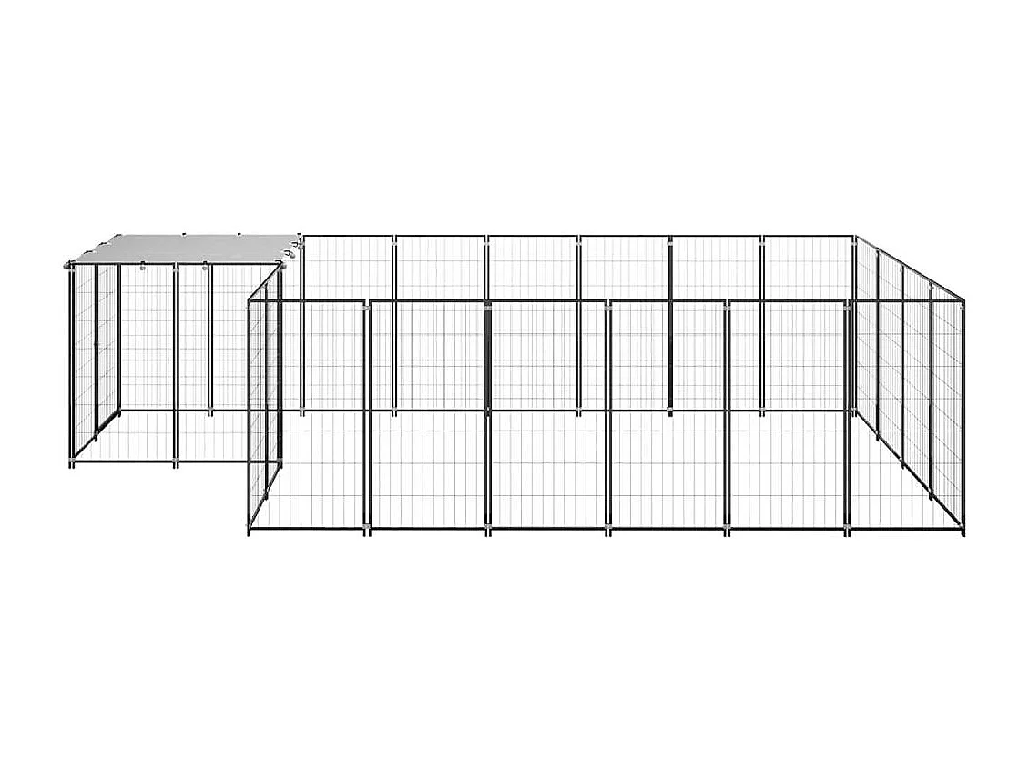 Caseta exterior para jaula, parque para animales y perros, 8,47 m², 110 cm, acero negro 02_0000558