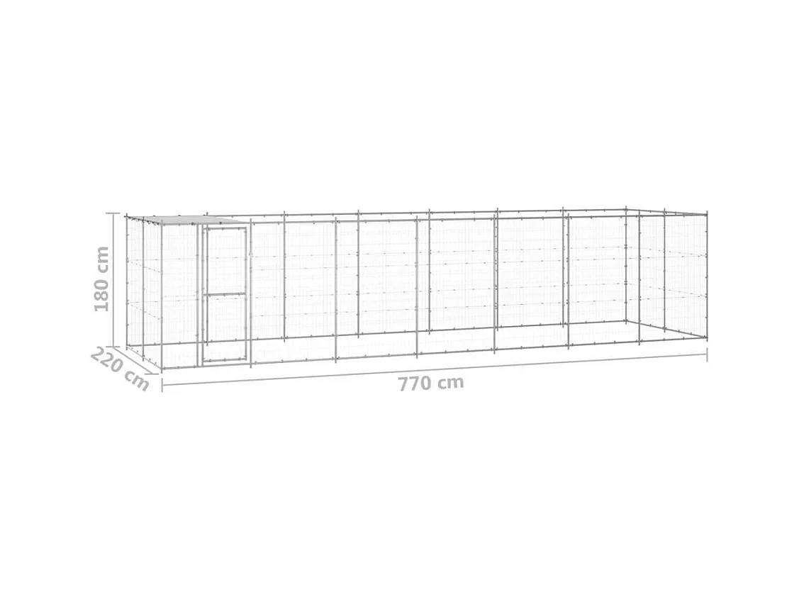 Chenil extérieur cage enclos 770 x 220 x 180 cm 02_0000436