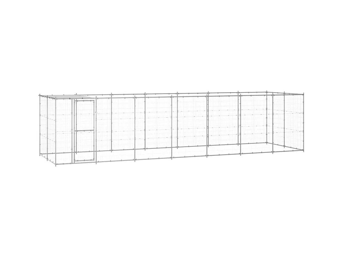 Cuccia da esterno gabbia recinto per animali box per cani da esterno in acciaio zincato con tetto 16,94 mq 02_0000436