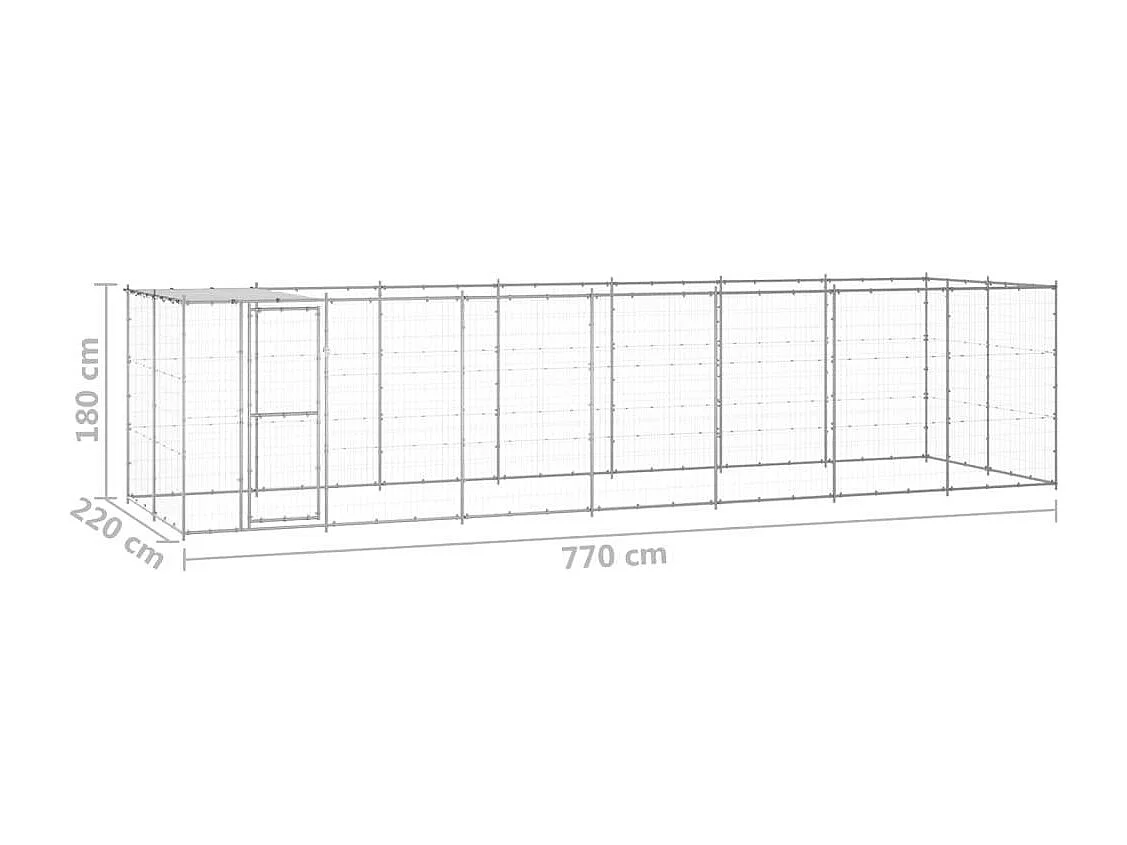 Jaula para caseta de exterior, parque para animales, perro de exterior de acero galvanizado con techo 16,94 m² 02_0000436