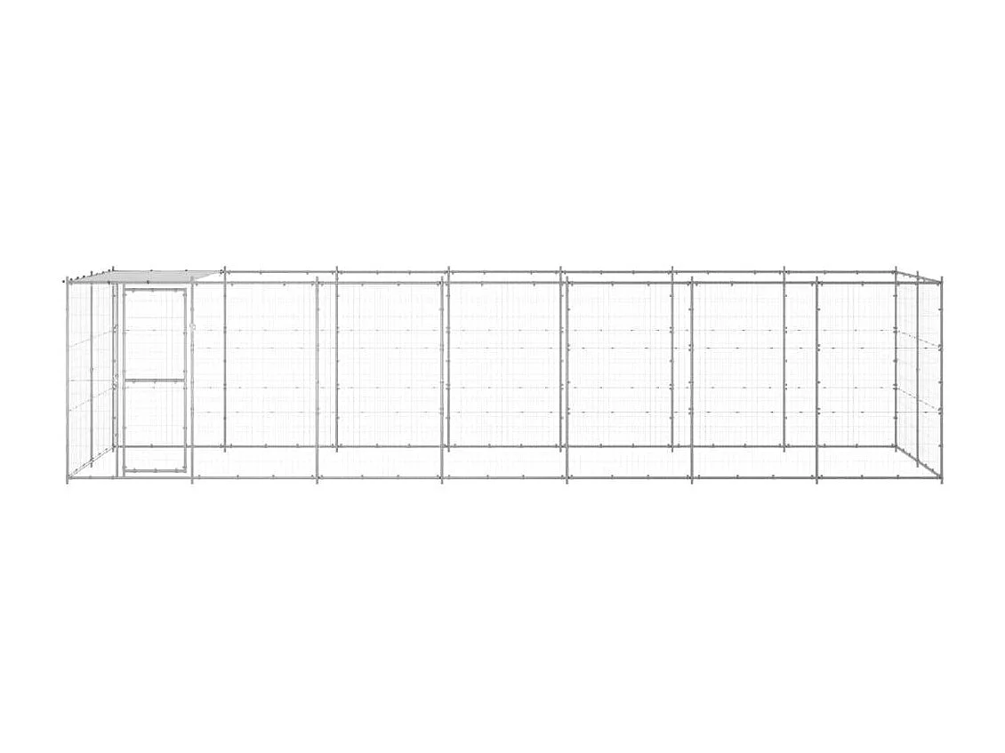 Jaula para caseta de exterior, parque para animales, perro de exterior de acero galvanizado con techo 16,94 m² 02_0000436