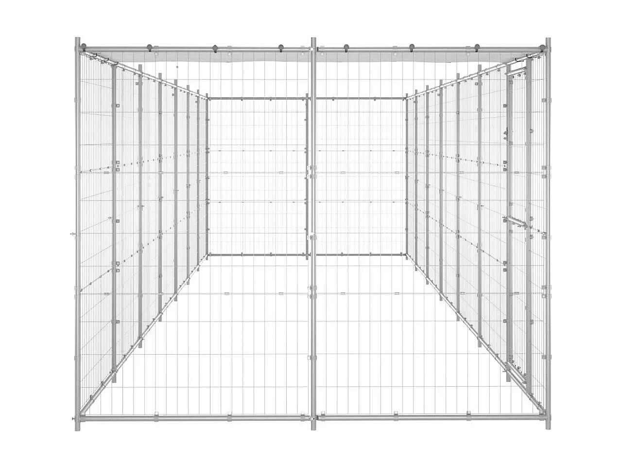 Jaula para caseta de exterior, parque para animales, perro de exterior de acero galvanizado con techo 16,94 m² 02_0000436