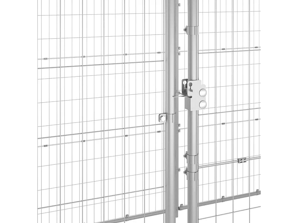 Jaula para caseta de exterior, parque para animales, perro de exterior de acero galvanizado con techo 16,94 m² 02_0000436