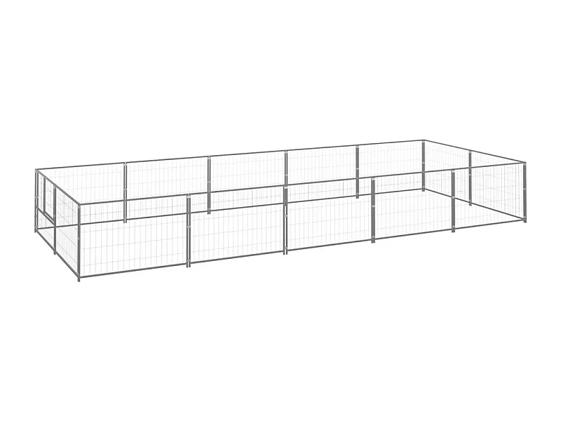 Chenil extérieur cage enclos argenté 500 x 200 x 70 cm 02_0000229