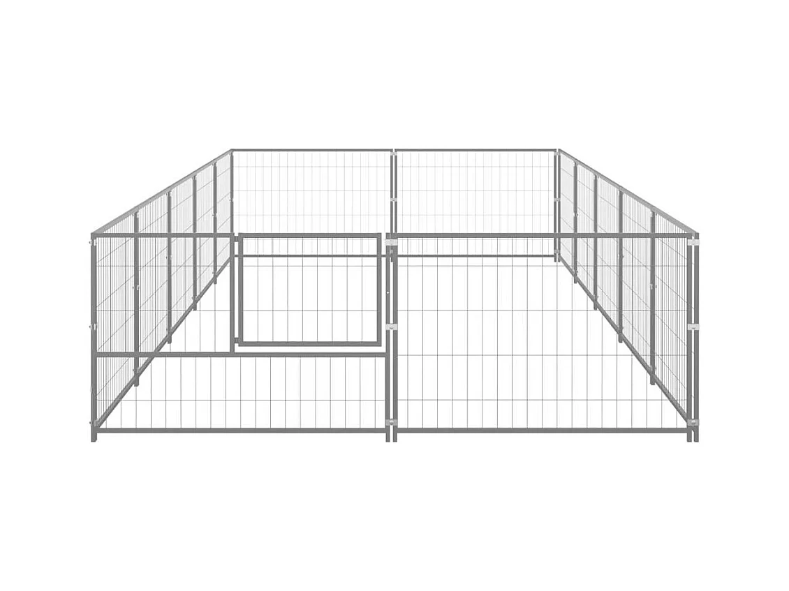 Chenil extérieur cage enclos argenté 500 x 200 x 70 cm 02_0000229