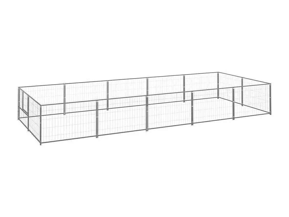 Cuccia da esterno gabbia per cani parco animali argento 10 m² acciaio 02_0000229