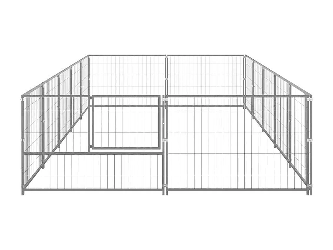 Cuccia da esterno gabbia per cani parco animali argento 10 m² acciaio 02_0000229