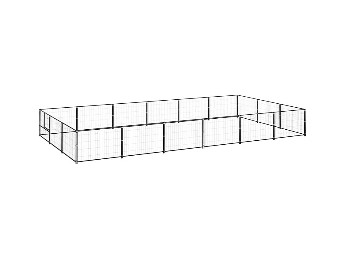 Chenil extérieur cage enclos noire 600 x 300 x 70 cm 02_0000502