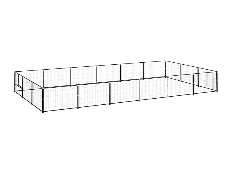 Cuccia da esterno gabbia recinto parco animali cane nero 18 m² acciaio 02_0000502