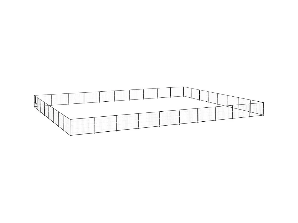 Jaula para perrera de exterior, recinto para parque de animales, perro, negro, 80 m², acero 02_0000560