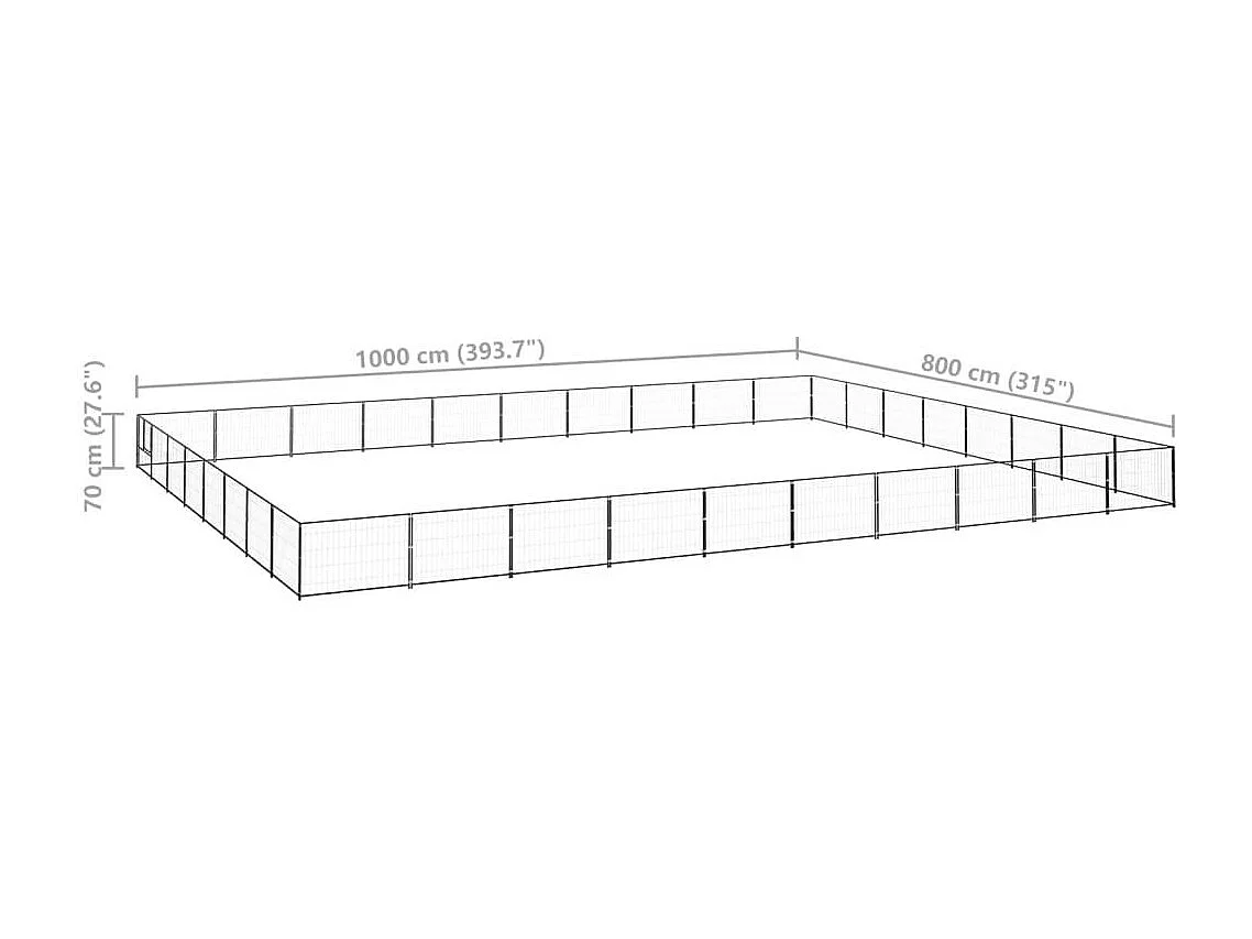 Cuccia da esterno gabbia recinto parco animali cane nero 80 m² acciaio 02_0000560