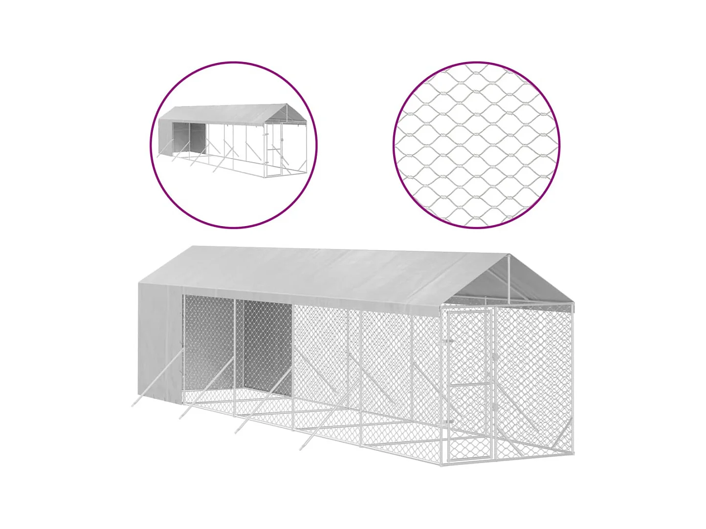 Chenil cage enclos pac argenté 2 x 10 x 45414 cm 02_0041894